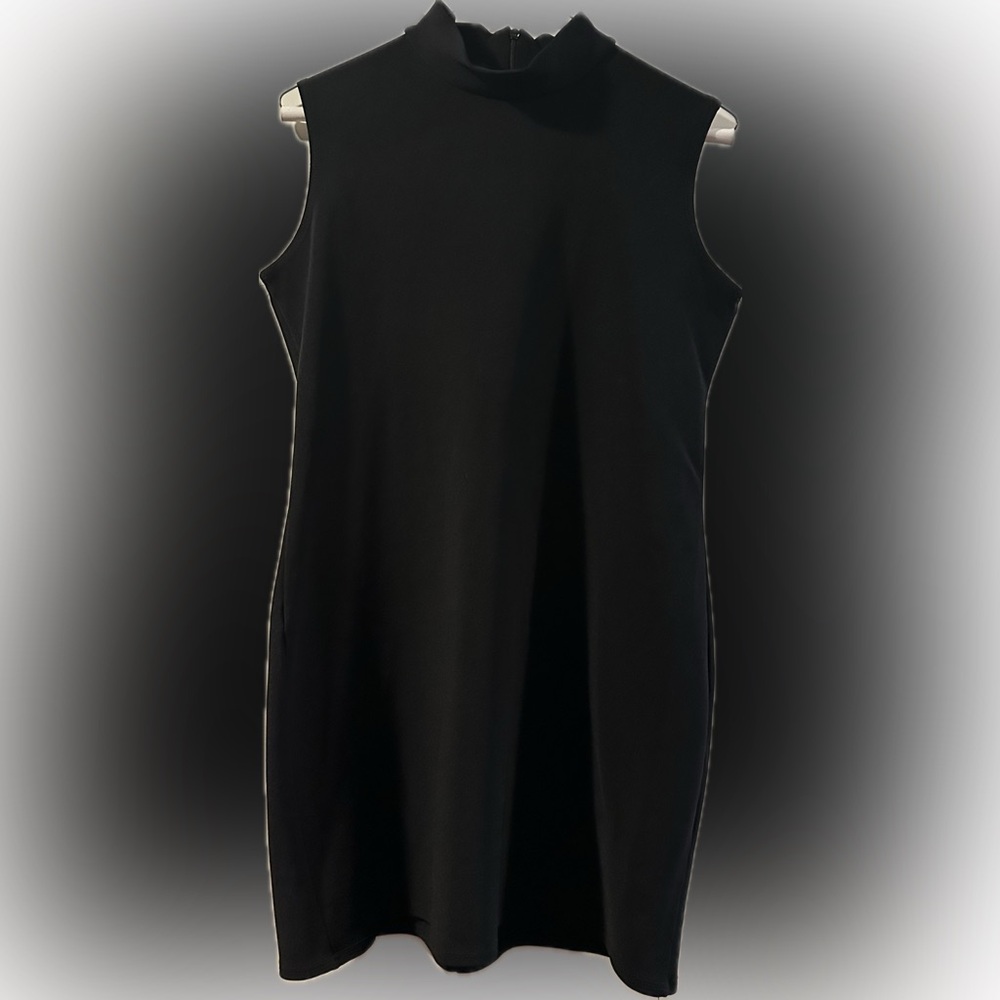 Apostrophe Black Sleeveless Mini Dress Minimalist Design